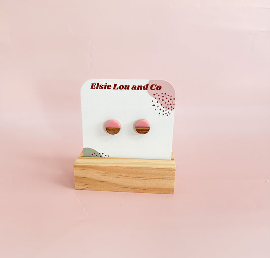 Pink and Wood Studs