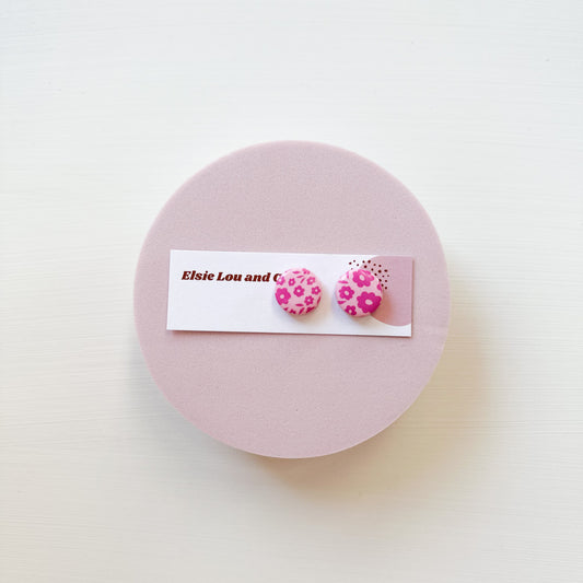 Pink Floral Studs