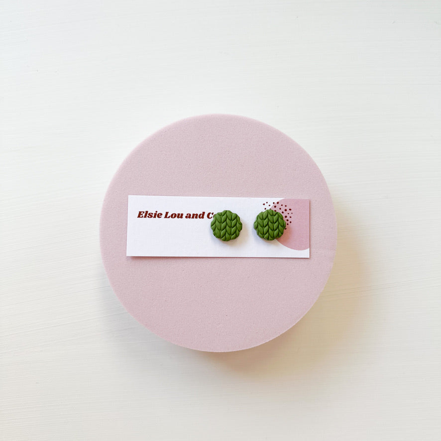 Green Knit Studs