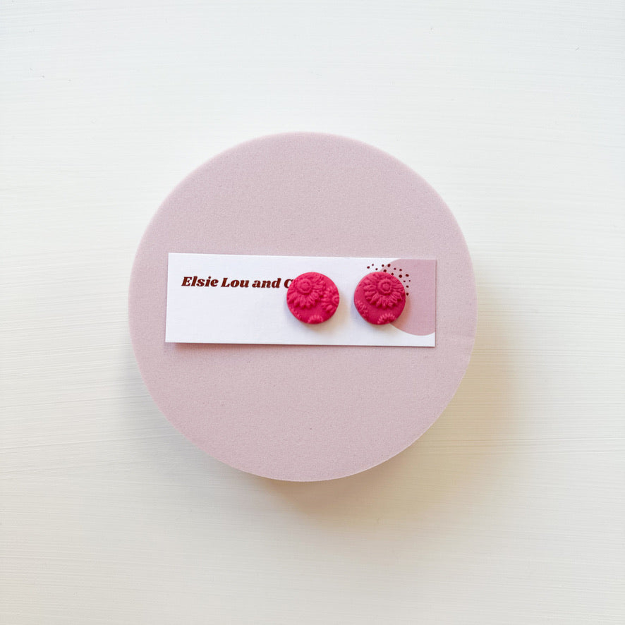 Pink Sunflower Studs