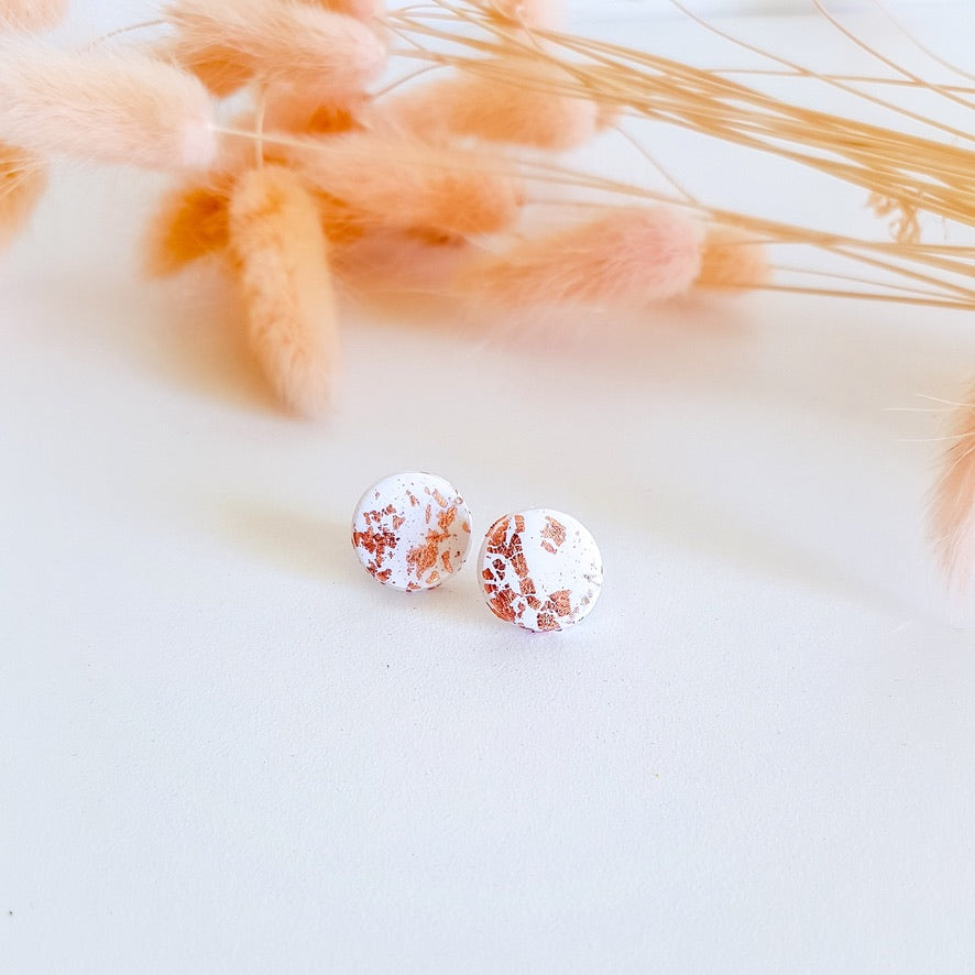 White and Rose Gold Studs