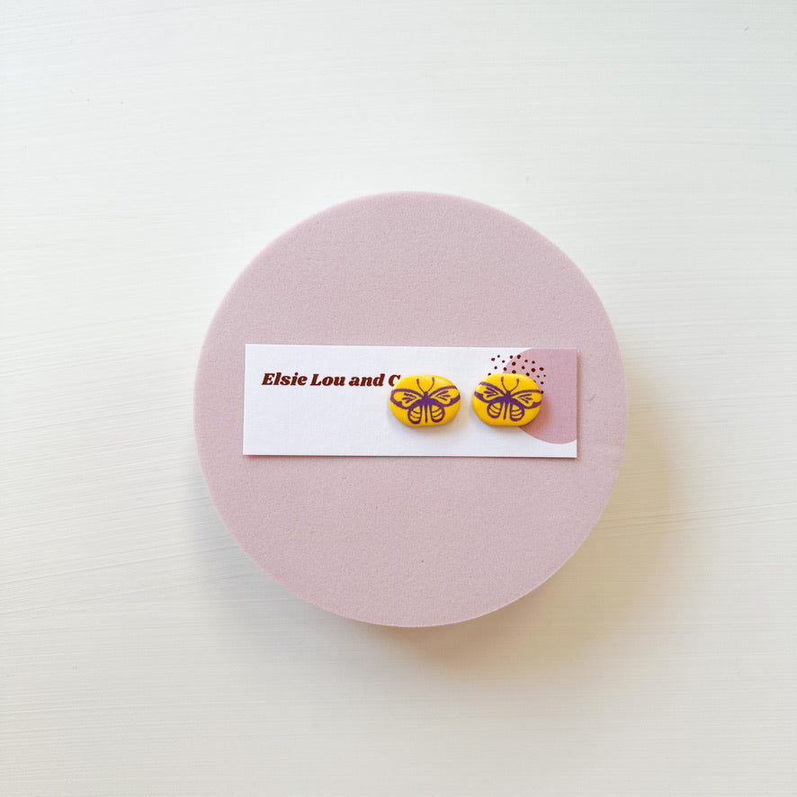 Yellow Butterfly Studs